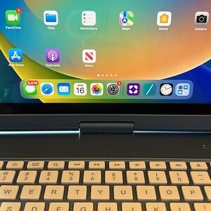 Apple iPad with Blue Case and Keyboard